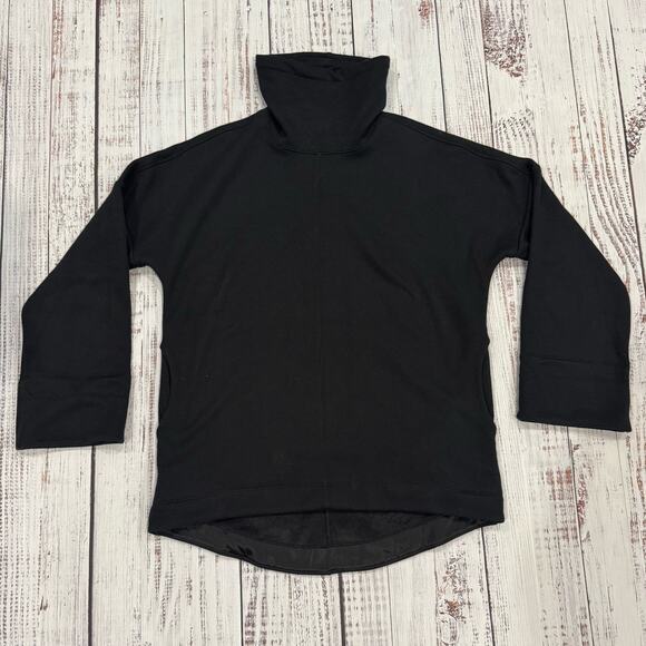 Athleta Cozy Karma Twist Neck Sweatshirt XS Black Fleece Pullover - Picture 1 of 10